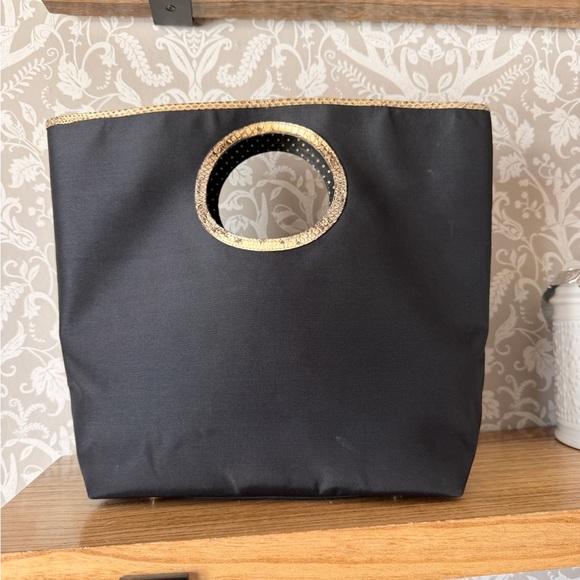 kate spade Handbags - Kate Spade Made In Italy Vintage Handbag Nylon w/ Snake Skin Trim Polka Dot Int